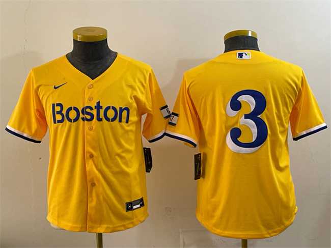 Youth Boston Red Sox #3 Ceddanne Rafaela Gold City Connect Stitched Jersey->mlb youth jerseys->MLB Jersey