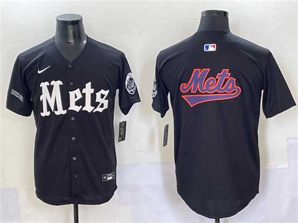 Men%27s New York Mets Team Big Logo Black %27Gotham Gothic Edition%27 Vapor Premier Limited Stitched Baseball Jersey->new york mets->MLB Jersey