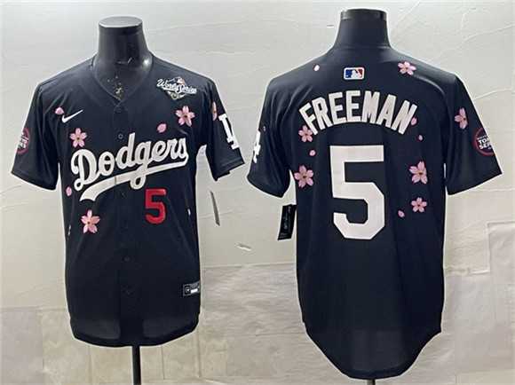 Men%27s Los Angeles Dodgers #5 Freddie Freeman Black 2025 World Series Patch Tokyo Series Limited Stitched Jersey->chicago cubs->MLB Jersey