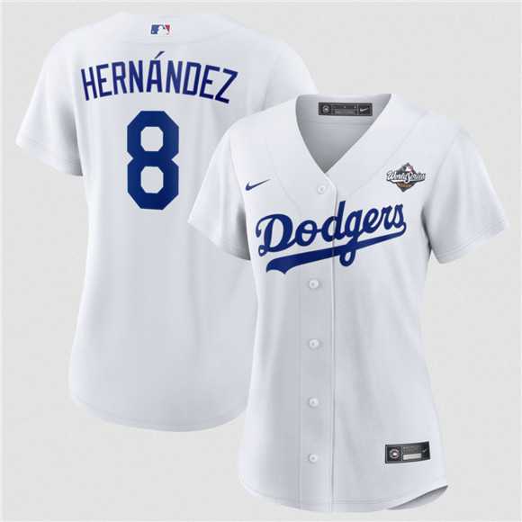 Womens Los Angeles Dodgers #8 Enrique Hernandez White 2025 World Series Home Cool Base Stitched Jersey Dzhi->mlb womens jerseys->MLB Jersey