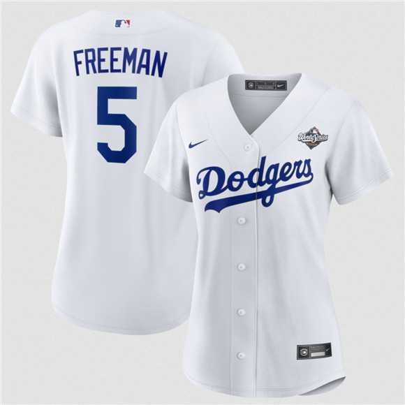 Womens Los Angeles Dodgers #5 Freddie Freeman White 2025 World Series Home Cool Base Stitched Jersey Dzhi->mlb womens jerseys->MLB Jersey