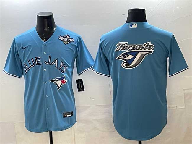 Mens Toronto Blue Jays Team Big Logo Blue 2025 World Series Home Cool Base Stitched Jersey->toronto blue jays->MLB Jersey