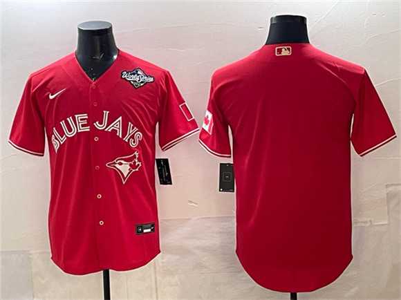 Mens Toronto Blue Jays Blank Red 2025 World Series Home Cool Base Stitched Jersey->toronto blue jays->MLB Jersey