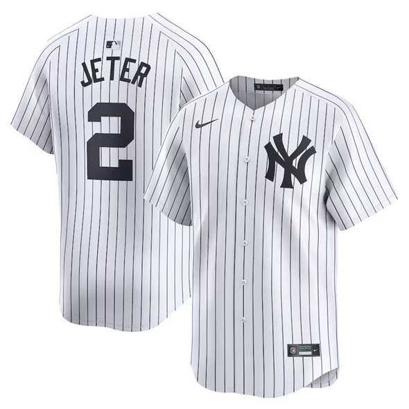 Men%27s New York Yankees #2 Derek Jeter White Home Limited Stitched Baseball Jersey Dzhi->new york yankees->MLB Jersey