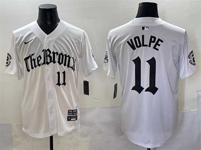 Mens New York Yankees #11 Anthony Volpe White %27Gothic Legacy Edition%27 Vapor Premier Limited Stitched Baseball Jersey->new york yankees->MLB Jersey