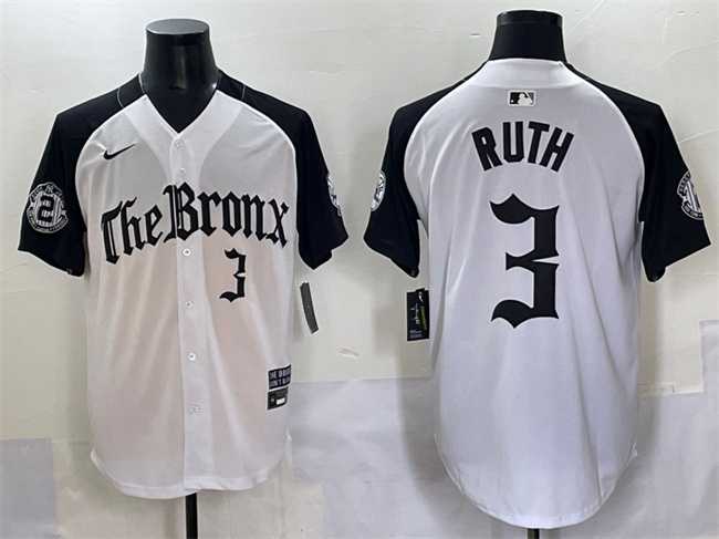 Men%27s New York Yankees #3 Babe Ruth White Black %27Gothic Legacy Edition%27 Vapor Premier Limited Stitched Baseball Jersey->new york yankees->MLB Jersey