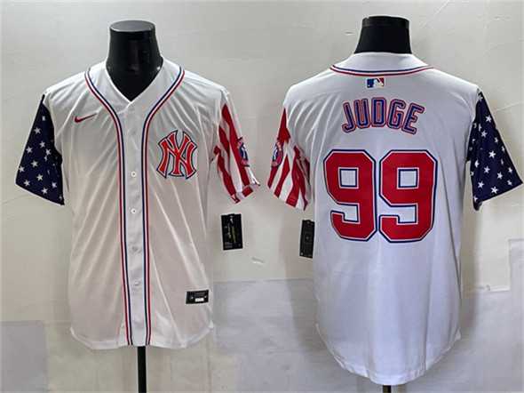 Men%27s New York Yankees #99 Aaron Judge White 2025 Independence Day Vapor Limited Stitched Baseball Jersey->new york yankees->MLB Jersey