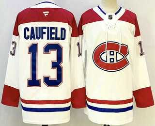 Mens Montreal Canadiens #13 Cole Caufield White Authentic Jersey->montreal canadiens->NHL Jersey