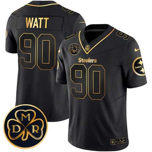 Men%27s Pittsburgh Steelers #90 T.J. Watt Black Gold F.U.S.E. DMR Patch Vapor Limited Stitched Jersey Dyin->buffalo bills->NFL Jersey