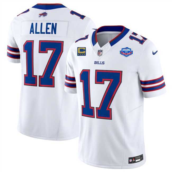 Men & Women & Youth Buffalo Bills #17 Josh Allen White 2025 F.U.S.E. With Farewell Patch And 4-Star C Patch Vapor Untouchable Limited Stitched Jersey->buffalo bills->NFL Jersey