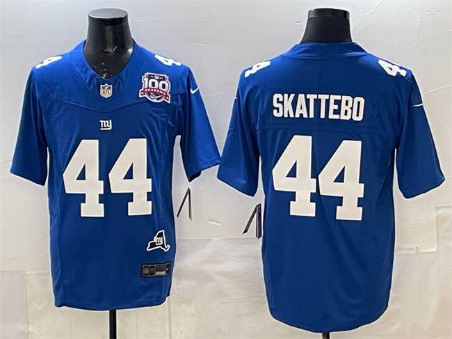 Mens New York Giants #44 Cam Skattebo Royal 2025 Draft F.U.S.E. 100th Season & State Patch Vapor Limited Stitched Jersey->new york giants->NFL Jersey
