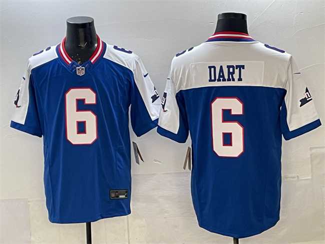 Mens New York Giants #6 Jaxson Dart Royal White 2025 Draft F.U.S.E. State Patch Vapor Limited Stitched Jersey->new york giants->NFL Jersey