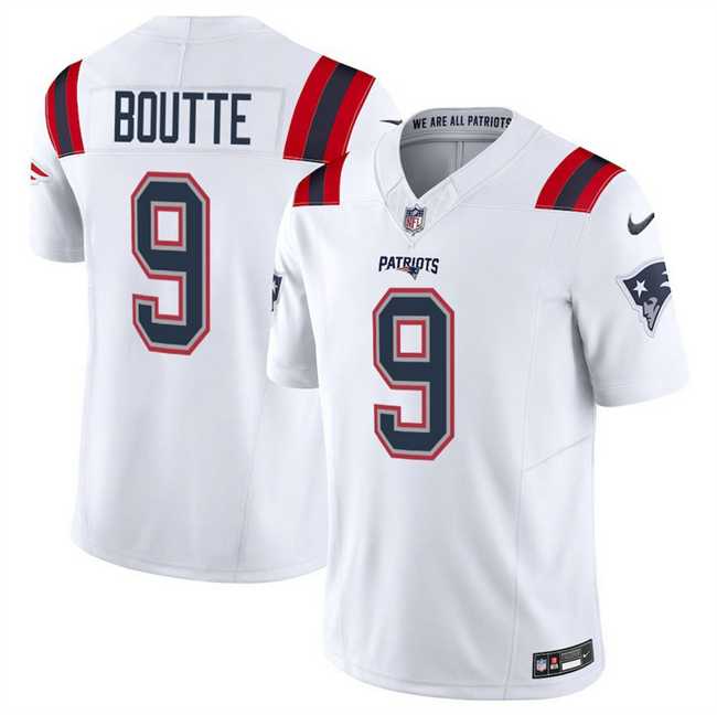 Mens New England Patriots #9 Kayshon Boutte White 2025 F.U.S.E. Vapor Limited Stitched Jersey Dzhi->new england patriots->NFL Jersey