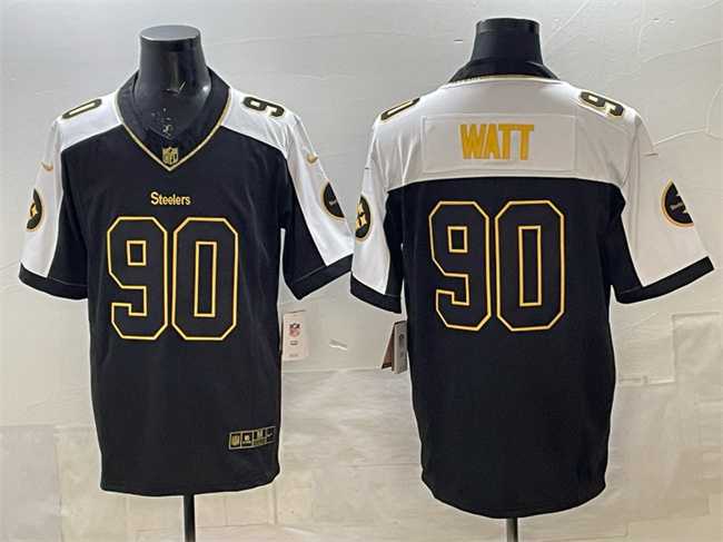 Men%27s Pittsburgh Steelers #90 T.J. Watt Black White F.U.S.E. Vapor Untouchable Limited Stitched Jersey Dzhi->seattle seahawks->NFL Jersey