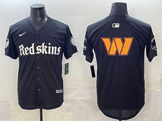 Mens Washington Commanders Team Big Logo Black Gothic Capitol Shadows Edition Limited Stitched Baseball Jersey->washington commanders->NFL Jersey