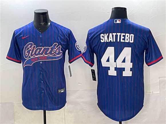 Mens New York Giants #44 Cam Skattebo Royal Pinstripe With Patch Cool Base Stitched Baseball Jersey->new york giants->NFL Jersey