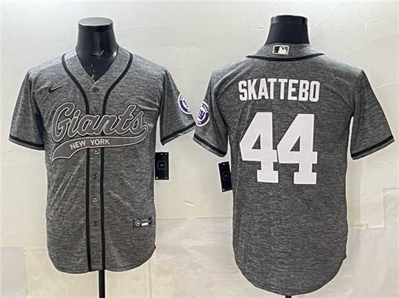 Mens New York Giants #44 Cam Skattebo Gray With Patch Cool Base Stitched Baseball Jersey->new york giants->NFL Jersey