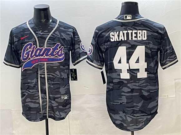 Mens New York Giants #44 Cam Skattebo Gray Camo With Patch Cool Base Stitched Baseball Jersey->new york giants->NFL Jersey