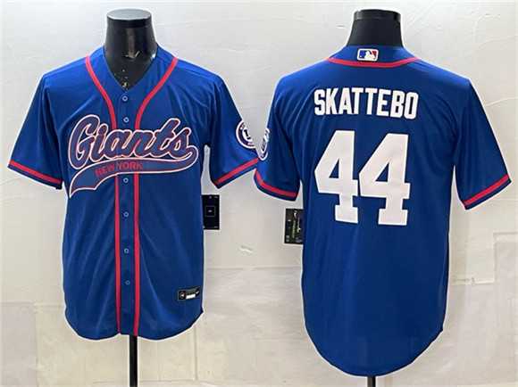 Mens New York Giants #44 Cam Skattebo Royal With Patch Cool Base Stitched Baseball Jersey->new york giants->NFL Jersey