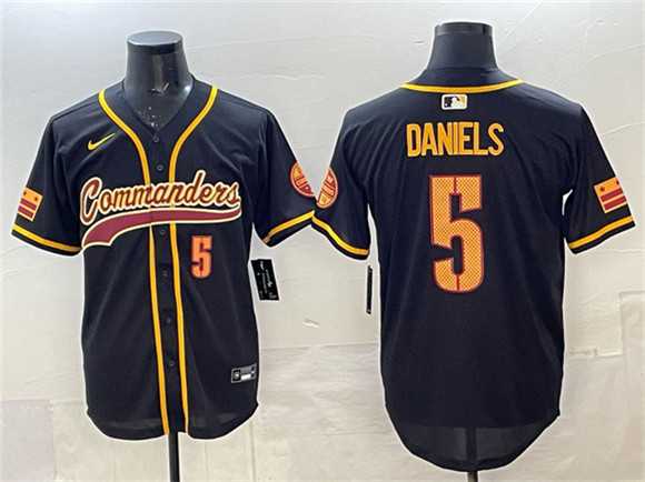 Mens Washington Commanders #5 Jayden Daniels Black Limited Stitched Baseball Jersey->washington commanders->NFL Jersey