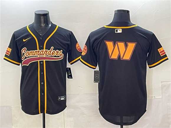 Mens Washington Commanders Team Big Logo Black Limited Stitched Baseball Jersey->washington commanders->NFL Jersey