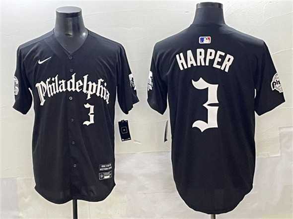 Men%27s Philadelphia Phillies #3 Bryce Harper Black Gothic Vapor Limited Stitched Jersey->oakland athletics->MLB Jersey