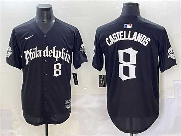 Mens Philadelphia Phillies #8 Nick Castellanos Black Gothic Vapor Limited Stitched Jersey->philadelphia phillies->MLB Jersey