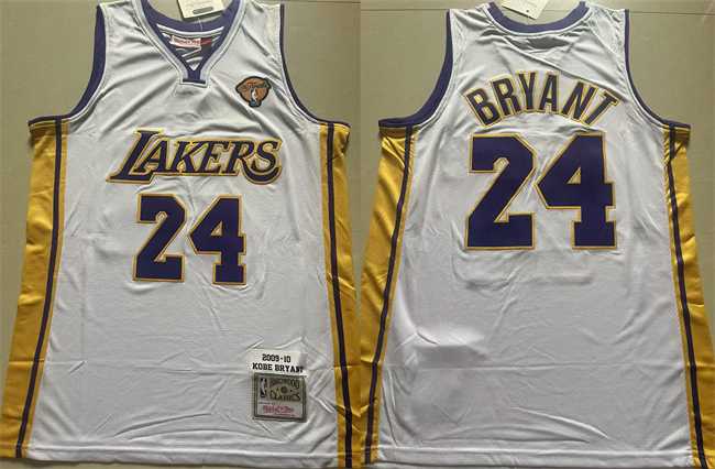 Men%27s Los Angeles Lakers #24 Kobe Bryant White 2009-10 Stitched Throwback Jersey->chicago bulls->NBA Jersey