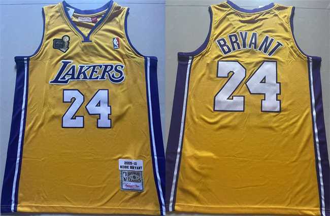 Men%27s Los Angeles Lakers #24 Kobe Bryant Yellow 2009-10 Stitched Throwback Jersey->chicago bulls->NBA Jersey