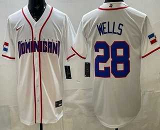 Mens Dominican #28 Austin Wells White 2026 World Baseball Classic Cool Base Jersey->2026 world baseball classic->MLB Jersey