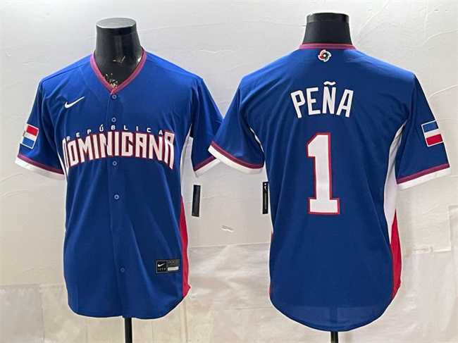 Mens Dominican Republic Baseball #1 Jeremy Pena Royal 2026 World Baseball Classic Road Stadium Stitched Jersey->2026 world baseball classic->MLB Jersey
