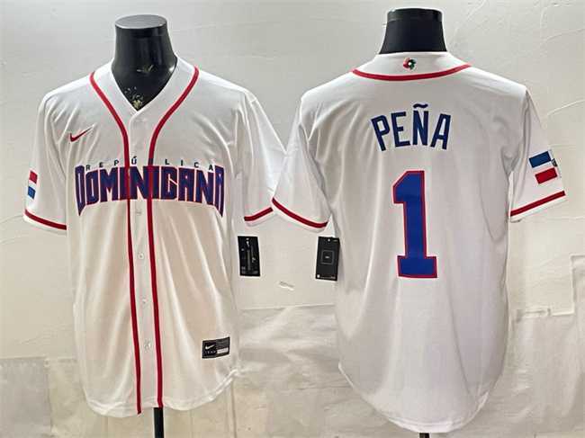 Mens Dominican Republic Baseball #1 Jeremy Pena White 2026 World Baseball Classic Home Stadium Stitched Jersey->2026 world baseball classic->MLB Jersey