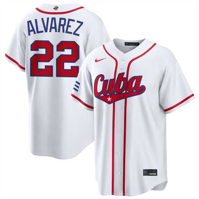 Mens Cuba Baseball #22 Frank Alvarez White 2026 World Baseball Classic Home Stadium Stitched Jersey->2026 world baseball classic->MLB Jersey