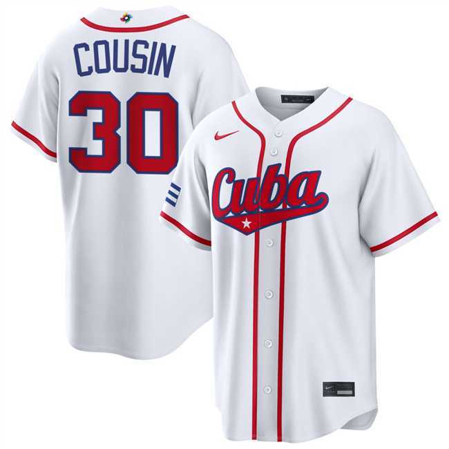Mens Cuba Baseball #30 Josimar Cousin White 2026 World Baseball Classic Home Stadium Stitched Jersey->2026 world baseball classic->MLB Jersey