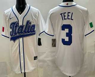Mens Italy #3 Kyle Teel White 2026 World Baseball Classic Cool Base Jersey->2026 world baseball classic->MLB Jersey