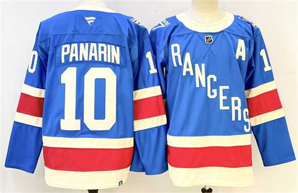 Mens New York Rangers #10 Artemi Panarin Blue 2025 With A Patch Stitched Jersey->new york rangers->NHL Jersey