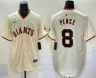 Mens San Francisco Giants #8 Hunter Pence Cream Limited Stitched Jersey->san francisco giants->MLB Jersey