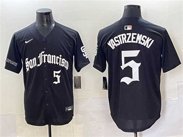 Mens San Francisco Giants #5 Mike Yastrzemski Black Gothic Fog Edition Vapor Premier Limited Stitched Baseball Jersey->san francisco giants->MLB Jersey