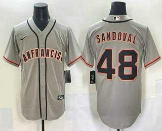 Mens San Francisco Giants #48 Pablo Sandoval Grey Cool Base Stitched Jersey->san francisco giants->MLB Jersey
