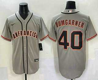 Mens San Francisco Giants #40 Madison Bumgarner Grey Cool Base Stitched Jersey->san francisco giants->MLB Jersey