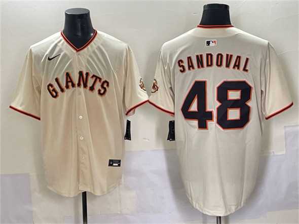 Mens San Francisco Giants #48 Pablo Sandoval Cream 2024 Home Limited Stitched Baseball Jersey->san francisco giants->MLB Jersey