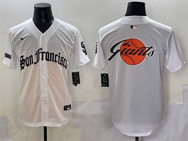 Mens San Francisco Team Big Logo White Gothic Fog Edition Vapor Premier Limited Stitched Jersey->san francisco giants->MLB Jersey