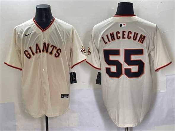 Mens San Francisco Giants #55 Tim Lincecum Cream 2024 Home Limited Stitched Baseball Jersey->san francisco giants->MLB Jersey