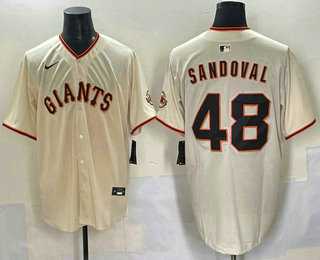 Mens San Francisco Giants #48 Pablo Sandoval Cream Limited Stitched Jersey->san francisco giants->MLB Jersey
