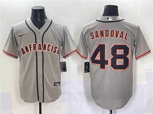 Mens San Francisco Giants #48 Pablo Sandoval Gray Cool Base Stitched Baseball Jersey->san francisco giants->MLB Jersey