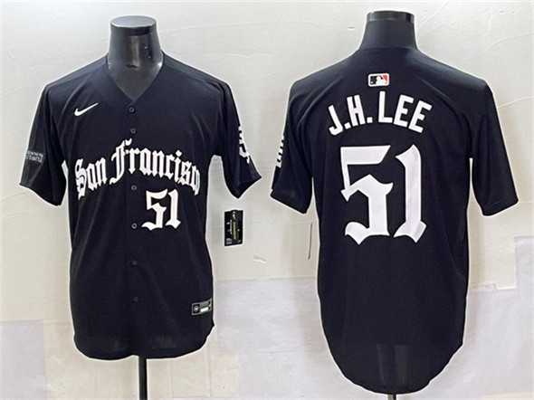 Mens San Francisco Giants #51 Jung Hoo Lee Black Gothic Fog Edition Vapor Premier Limited Stitched Baseball Jersey->san francisco giants->MLB Jersey