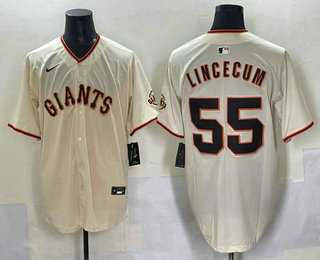Mens San Francisco Giants #55 Tim Lincecum Cream Limited Stitched Jersey->san francisco giants->MLB Jersey