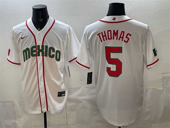 Mens Mexico Baseball #5 Alek Thomas White 2026 World Baseball Classic Home Stadium Stitched Jersey->2026 world baseball classic->MLB Jersey