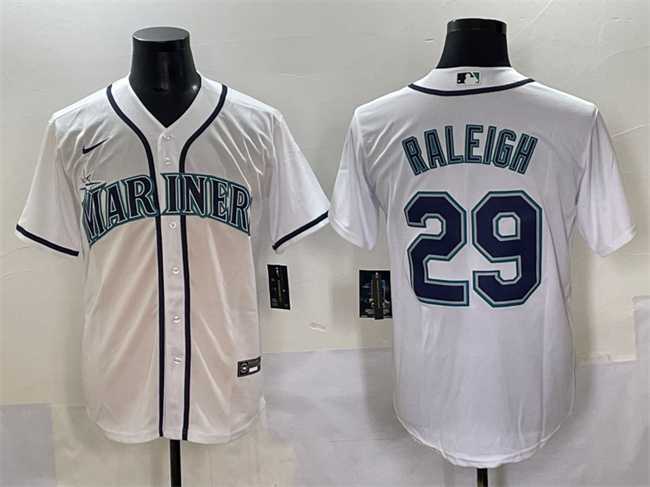 Men%27s Seattle Mariners #29 Cal Raleigh White Cool Base Stitched Baseball Jersey->seattle mariners->MLB Jersey