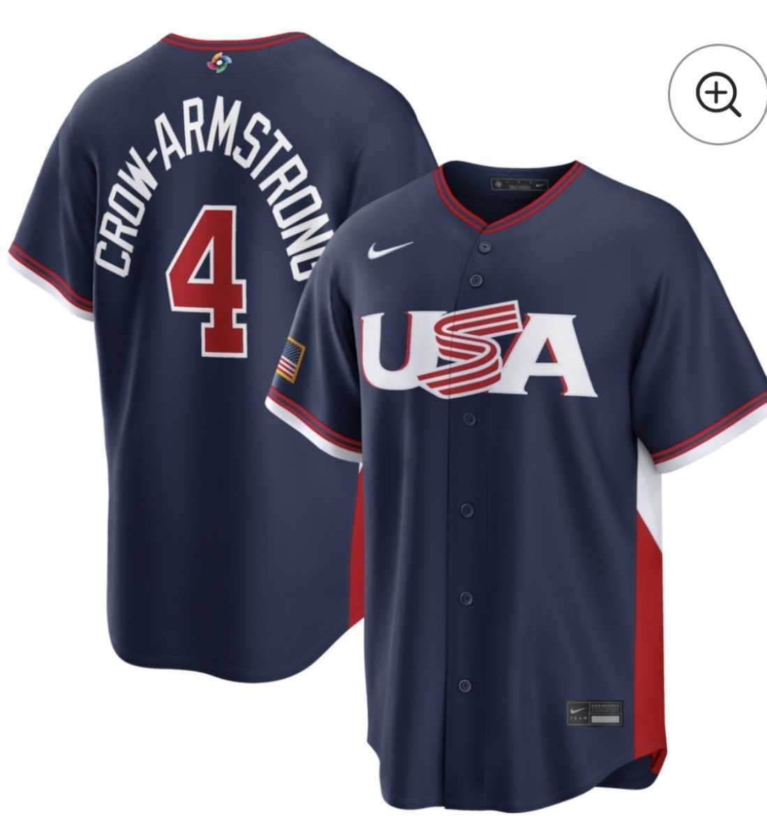 Mens USA Baseball #4 Crow-Armstrong Navy 2026 World Baseball Classic Road Stadium Stitched Jersey->2026 world baseball classic->MLB Jersey